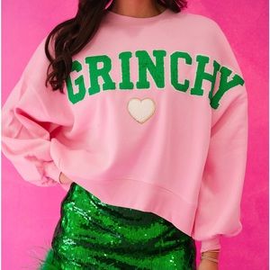 Judith March Grinchy Heart Pink Pullover Medium